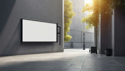billboard on the street, White large horizontal billboard, information board, signboard mock up on gray wall
