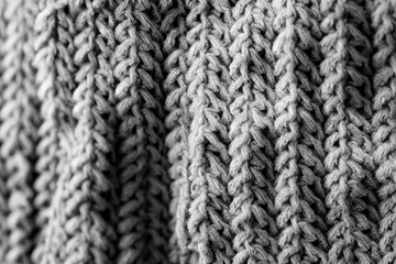 Close up texture of hanging soft wool gray crochet.
