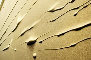 Dried globs of dripping brown paint abstract texture on wall.