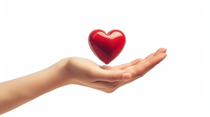 Heart in hand icon on white background