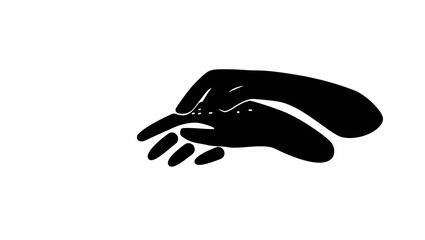 hand scratching arm, black isolated silhouette