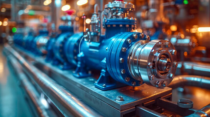 Fototapeta premium An industrial engine centrifugal electric pump with asynchronous electric motor on an oil refinery plant