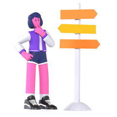 Girl Travel Sign Direction Holiday Vacation