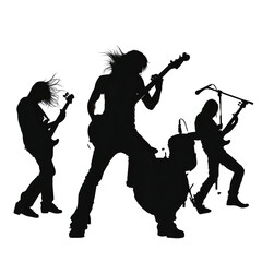 A Rock Band on Stage.. Isolated on a Transparent Background. Cutout PNG.
