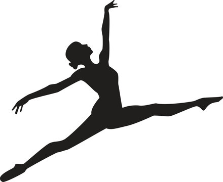 Female young adult ballerina ballet dancer pose with black color isolated on plain white background. 