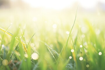 spring equinox morning dew on blades of grass - obrazy, fototapety, plakaty