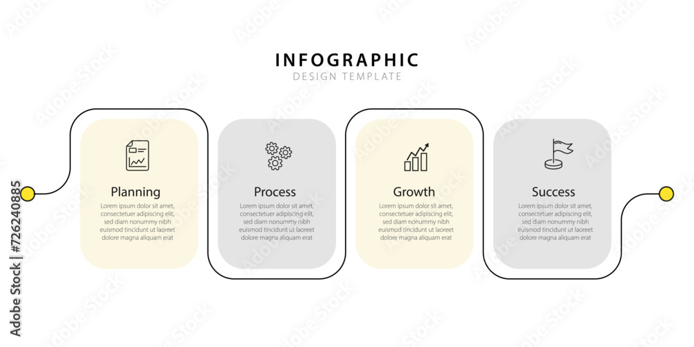 Leinwandbilder timeline infographic template. 4 step timeline journey, calendar flat simple infographics design tem