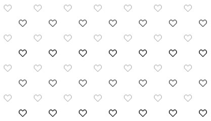 Valentines day pattern background with pixel art hearts. Outline, Vector illustration. flyers, invitation, posters, brochure, banner, In black and white