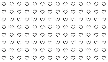 Valentines day pattern background with pixel art hearts. Outline, Vector illustration. flyers, invitation, posters, brochure, banner, In black and white