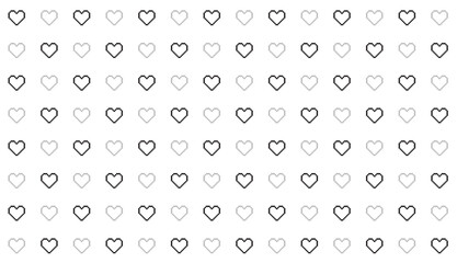 Fototapeta na wymiar Valentines day pattern background with pixel art hearts. Outline, Vector illustration. flyers, invitation, posters, brochure, banner, In black and white