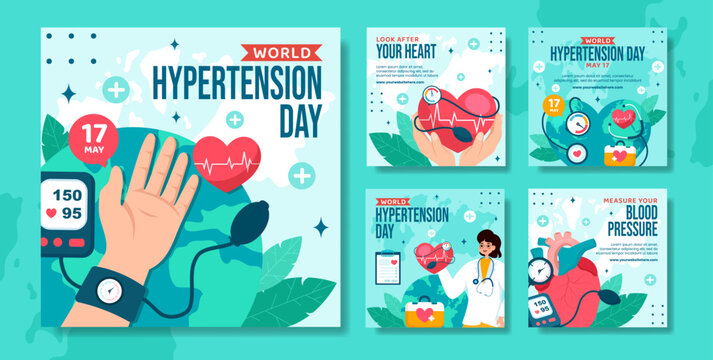 Hypertension Day Social Media Post Flat Cartoon Hand Drawn Templates Background Illustration