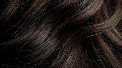 Closeup dark hair. Women's hairstyle. Hair texture
 - obrazy, fototapety, plakaty