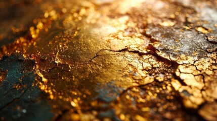 Close up of golden and hammered metal texture a background, gold banner. - obrazy, fototapety, plakaty
