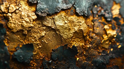 Close up of golden and hammered metal texture a background, gold banner.