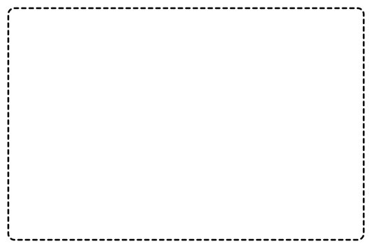 Black frame outline and dotted line,  rectangle shape, geometric, isolated.  Transparent background and copy space or empty. png