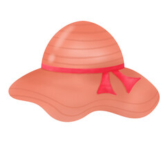 Fototapeta premium Beach Hat for Summer Escapade. Red color.