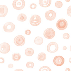 Watercolor, shapes, peachy color, seamless pattern, wallpaper background, sun and clouds