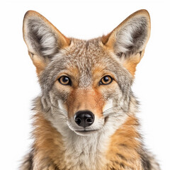 Fototapeta premium Front_view_close_up_of_Jackal_animal_isolated_on_white