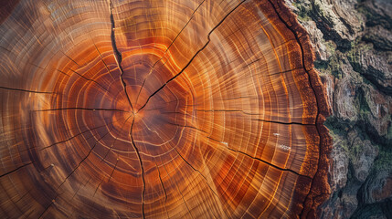 Detailed tree ring pattern showing the age of a tree.