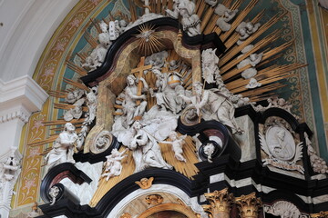 Amsterdam Mozes en Aäronkerk Church Main Altar Sculpted Piece Close Up, Netherlands