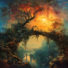 Obraz na płótnie Canvas sunset in the woods