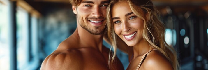 Smiling Fitness Duo Enjoying a Gym Session Together