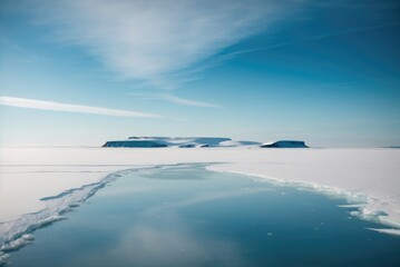 panoramic Seascape and Frozen Lake Horizon in Iceland Nature's Contrast Wide Horizon with Frozen 