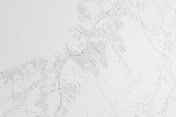 Map of the streets of Port Louis (Mauritius) on white background. 3d render, illustration