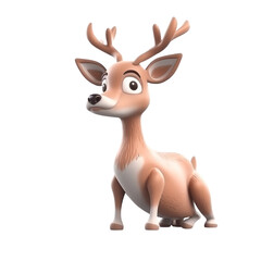 Cartoon Deer PNG Cutout, Generative AI
