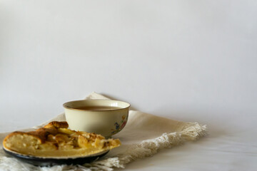 Apple galette with cinnamon and almond flakes