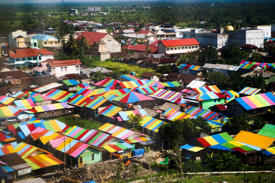 A colorful village in Pangkalan Bun, Central Kalimantan, Indonesia,