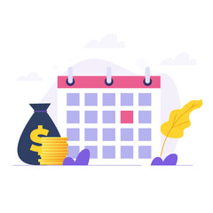 Subscription payment, monthly subscription auto-renewal icon. Vector illustration.