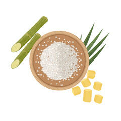 vector illustration logo of  Top view cane sugar or white sugar