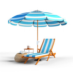 Beach Umbrella - 3D rendering of a beach umbrella, on transparency background PNG