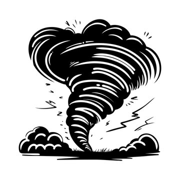 image of a tornado silhouette on a white background