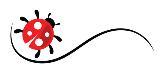 The symbol of a red stylized ladybug.
