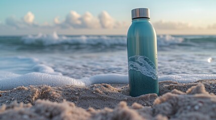Seashore water bottle, capturing the essence of the sea