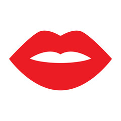 Red lips icon on white background