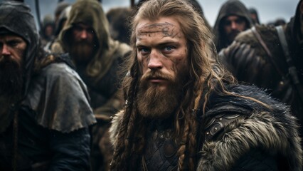Viking Warriors Prepare for Battle: Norsemen in Viking Encampment