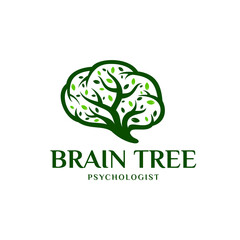 Brain Tree that formed tree silhouette, tree brain logo concept. human mind, growth, innovation, thinking, symbol creative modern illustration logo design