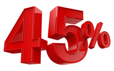 45 percent off discount number red 3d render