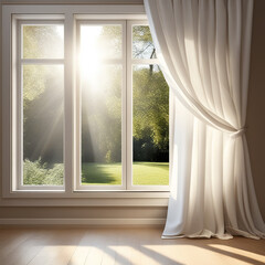 A Symphony of Calm: The Subtle Movement of a White Curtain as the Wind Sways through an Open Window