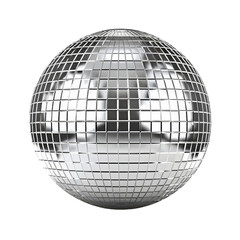 Silver disco mirror ball isolated transparent background