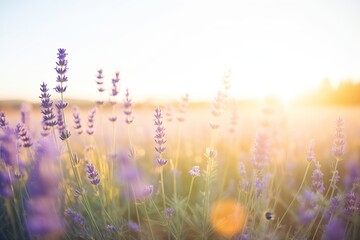 sun illuminating lavender fields in bloom