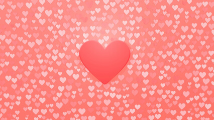 Sweet Enchantment: A 3D heart, delicately framed, sets the mood with scattered smaller hearts on a soft pink canvas. This Valentine's Day wallpaper inspires love.