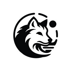 simple wolf logo icon black white
