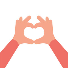 Two hands making heart gestures isolated on white background. Vector illustration