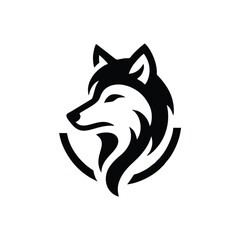 simple wolf logo icon black white