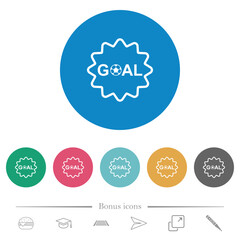 Goal sticker with sharp edges outline flat round icons