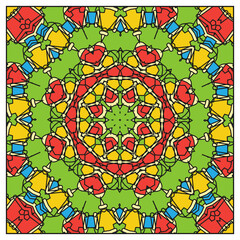 Abstract circular ornament with multi-colored contour composition. Version No. 3. Vector illustration